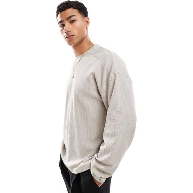 New Look Men's Stone Relaxed Waffle Jersey Top - XL