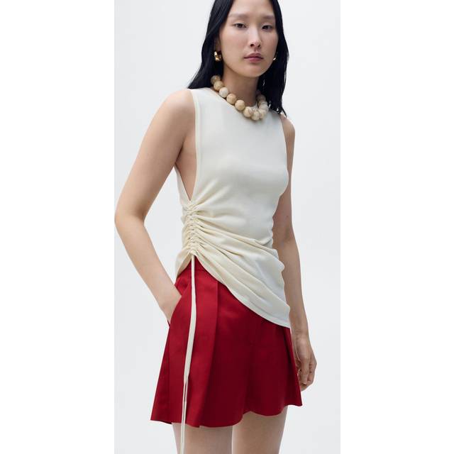 Linen-blend suit bermuda shorts maroon - Woman - 10 - MANGO - Maroon