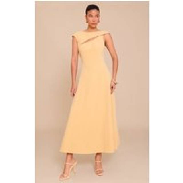 Butter Yellow Asymmetric Cut Out Detail Maxi Dress, Butter Yellow - 6