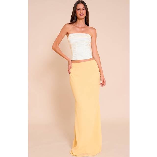 Lemon Chiffon Maxi Skirt, Lemon - 6