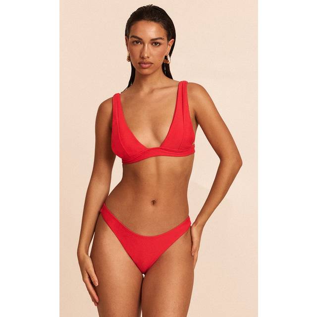 Red Boomerang Tanga Bikini Bottom, Red - 8