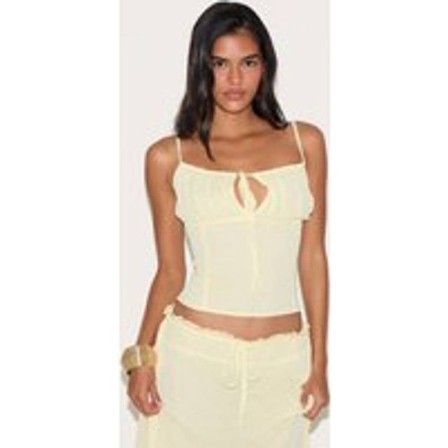 Butter Yellow Chiffon Ruched Bust Cami Top, Butter Yellow - 16