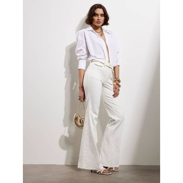 River Island Womens White High Rise Relaxed Flare Jeans - 14R