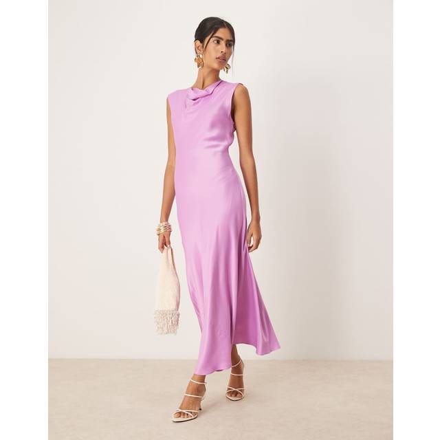 Satin midi dress light/pastel purple - Woman - 10 - MANGO - Light/Pastel Purple