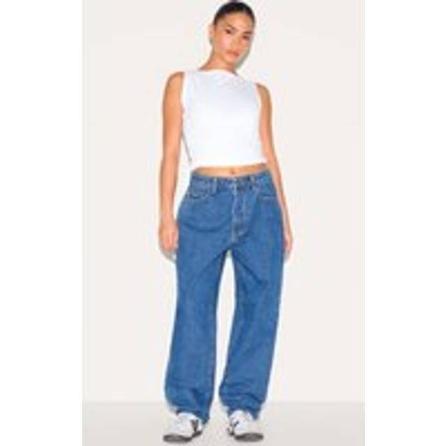 Petite Dark Blue High Waist Mom Jean, Dark Blue - 4