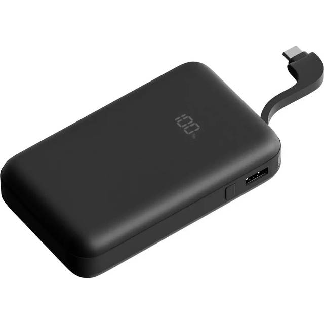 Juice 12000mah eco 3 charges portable power bank -black- intergrated usb-c cable