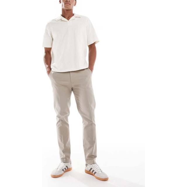River Island Core Slim Fit Chinos - Beige, Beige, Size 34, Men