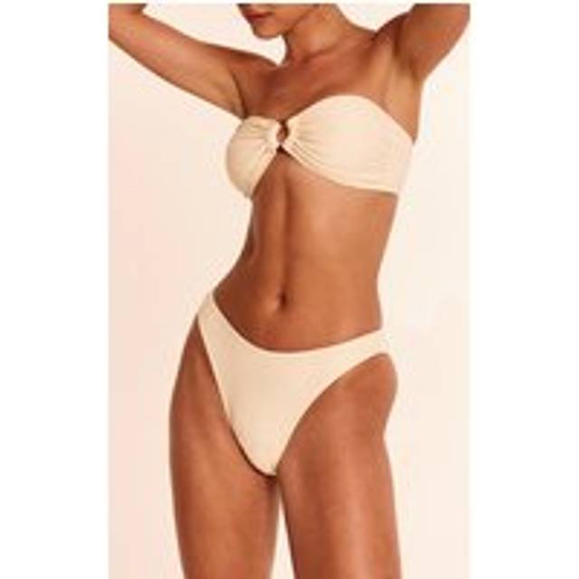 Butter Yellow Ribbed Tanga Bikini Bottoms, Butter Yellow - 16
