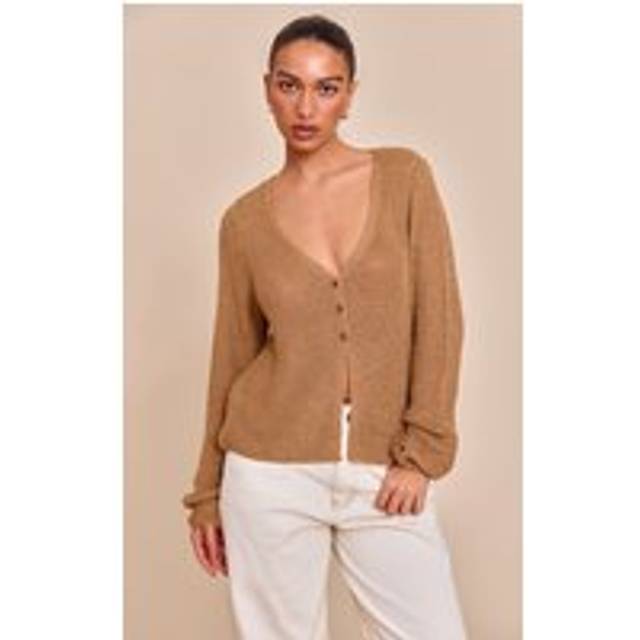 Mocha Filagree Button Cardigan, Brown - S
