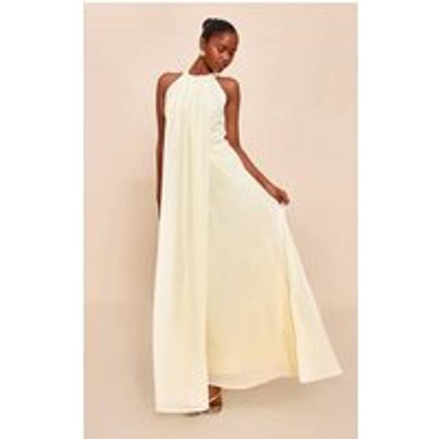 Lemon Chiffon Extreme Pleated Maxi Dress, Lemon - 6