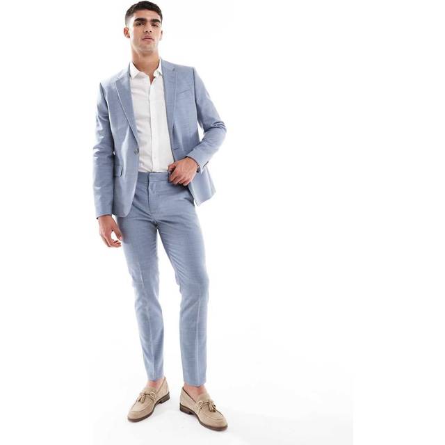 Mens River Island Blue Skinny Fit Suit Trousers - 34R