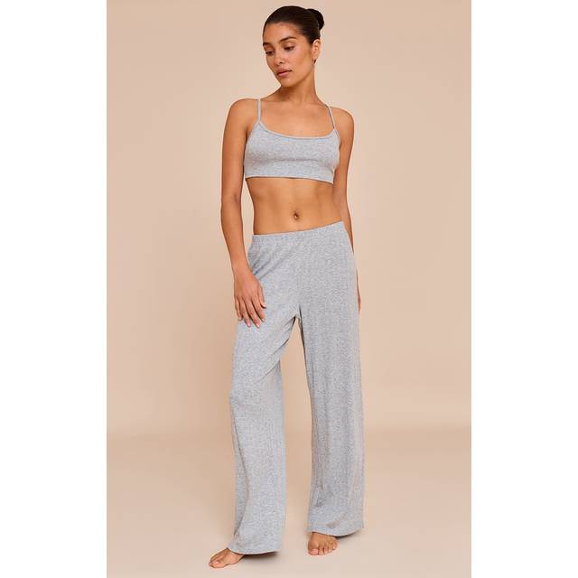 Petite Grey Marl Pointelle Pj Trousers, Grey Marl - L