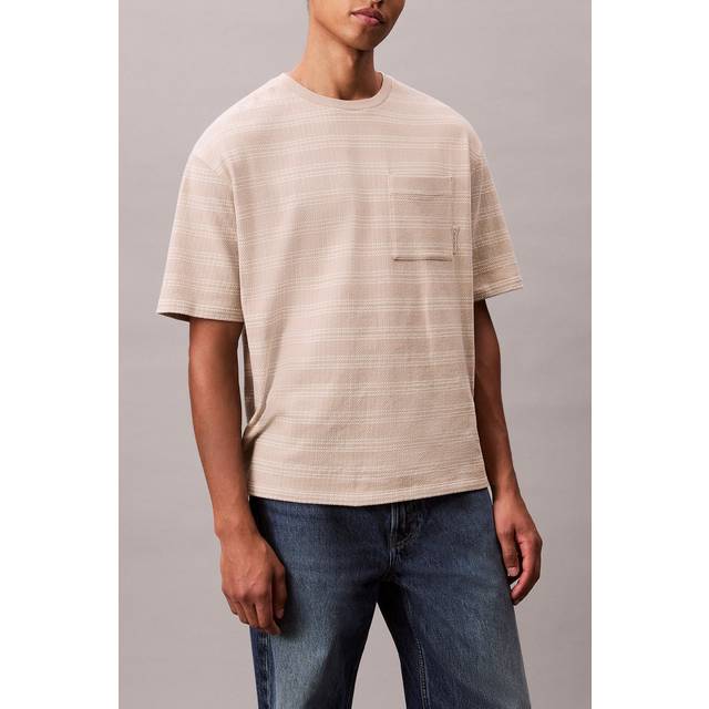 Calvin Klein Jeans – Beige, grov t-shirt i oversize-Naturlig