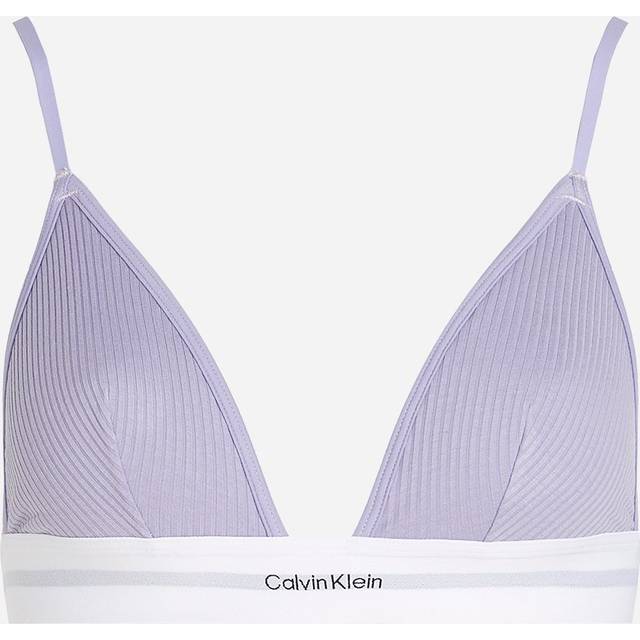 Calvin Klein Modal Rib Unlined Triangle Bralette - Purple, Purple, Size S, Women