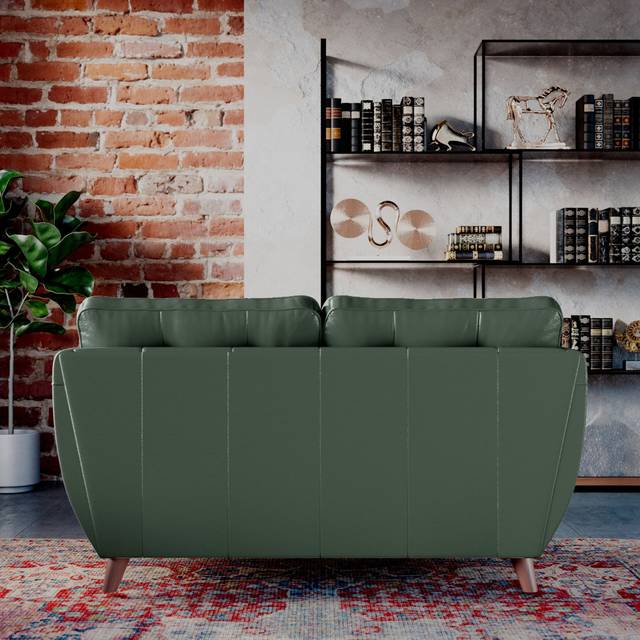 Marylin Leather 2 Seater Sofa / Dakota Navy Blue Dark Feet - Foam (clx01) - Hunter Green
