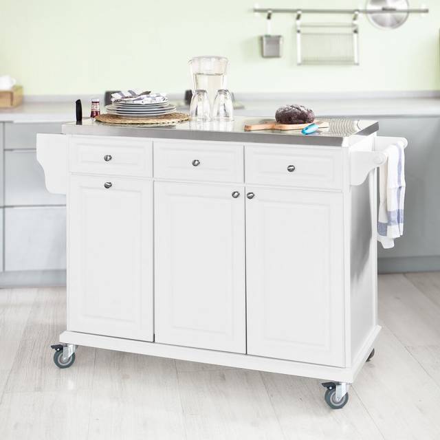 Kearny Kitchen Island - White (95cm H X 133cm W X 48.5cm D)