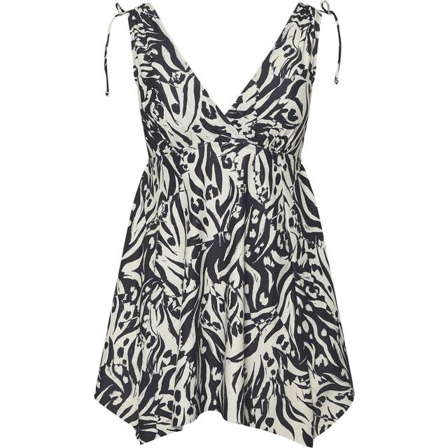 Yours Curve Black Abstract Print Tie Shoulder Swimdress - 24