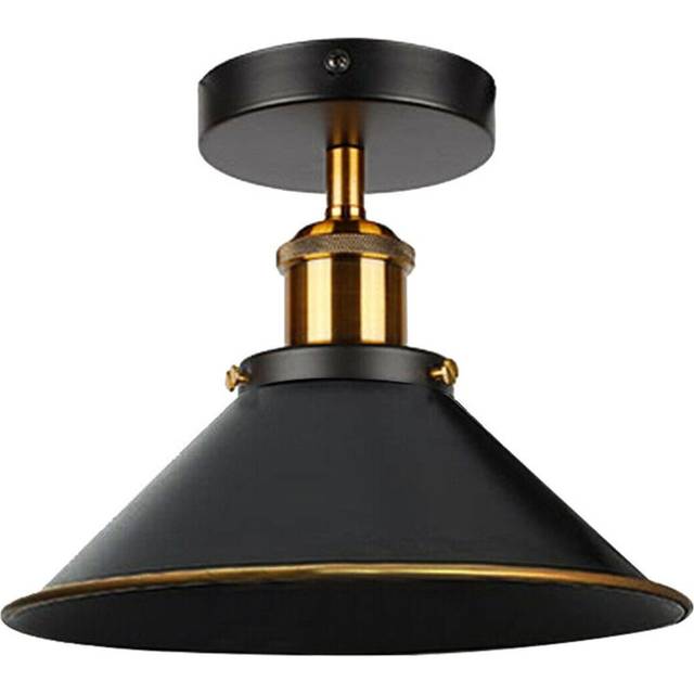 Modern Industrial Semi-Flush Mount Ceiling Light – E27 Base – Vintage Farmhouse Style Fixture For Indoor Use. - Black gold line