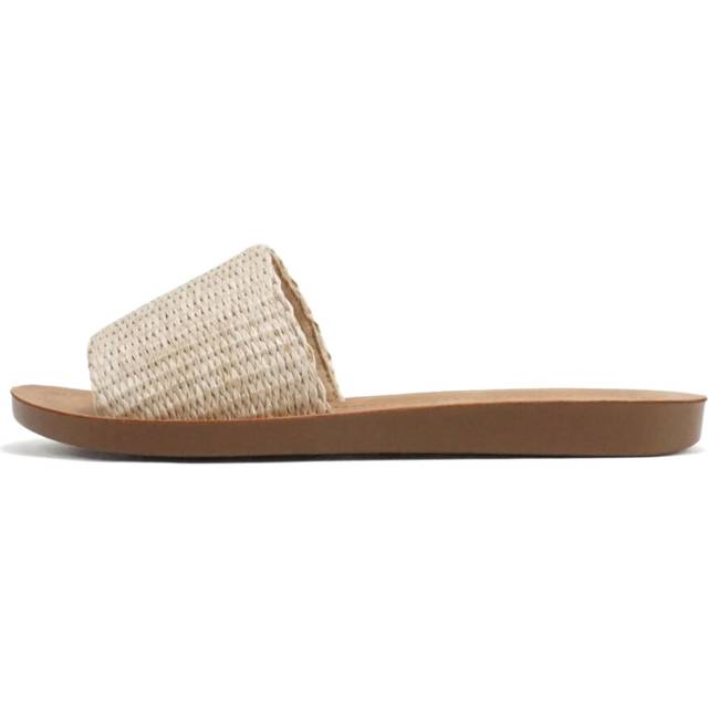 Soda Shoes Efron-S Women Flip Flops Basic Plain Slippers Slip On Sandals Slides Casual Peep Toe Beach (Raffia Nude  us_footwear_size_system  adult  wo