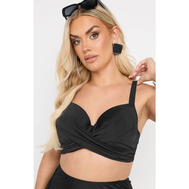 Yours Curve Black Premium Underwired Bikini Top - 42D