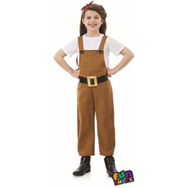 Child girl's 40s wwii land girl fancy dress costume