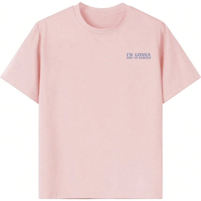 SHEIN A Casual Printed Round Neck Pullover Short Sleeved T-Shirt For Girls And Young Children In Summer - An Artistic Style T-Shirt That Inspires Imaginatio