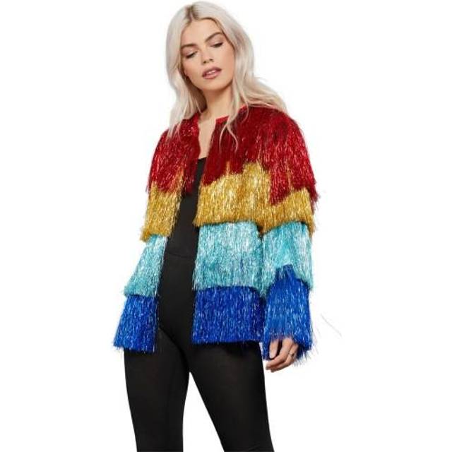 (L-XL, Multicoloured) Fever Womens/Ladies Tinsel Festival Costume Jacket