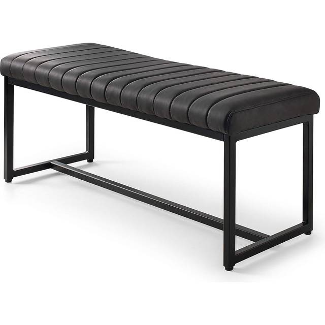 Soho 2 Seater Dining Bench, Black Faux Leather, 121cm