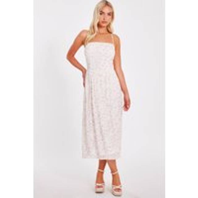 QUIZ White Chiffon Floral Midi Dress - 8