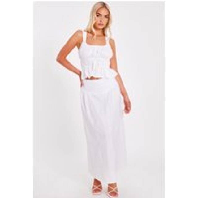 White High Waisted Maxi Skirt - 10