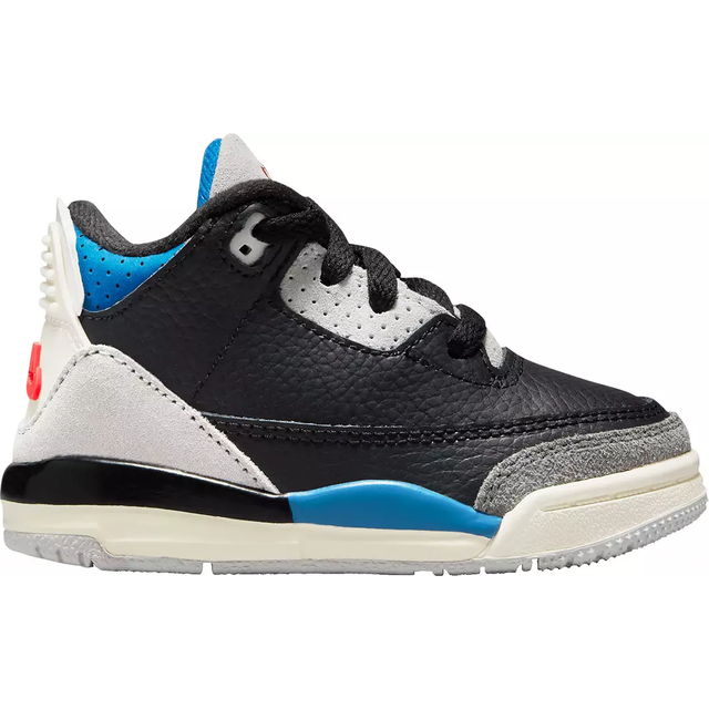 Air Jordan 3 Retro OG Rare Air (TD) Sneakers Black / Chile Red / Military Blue - Multicolor (9C)