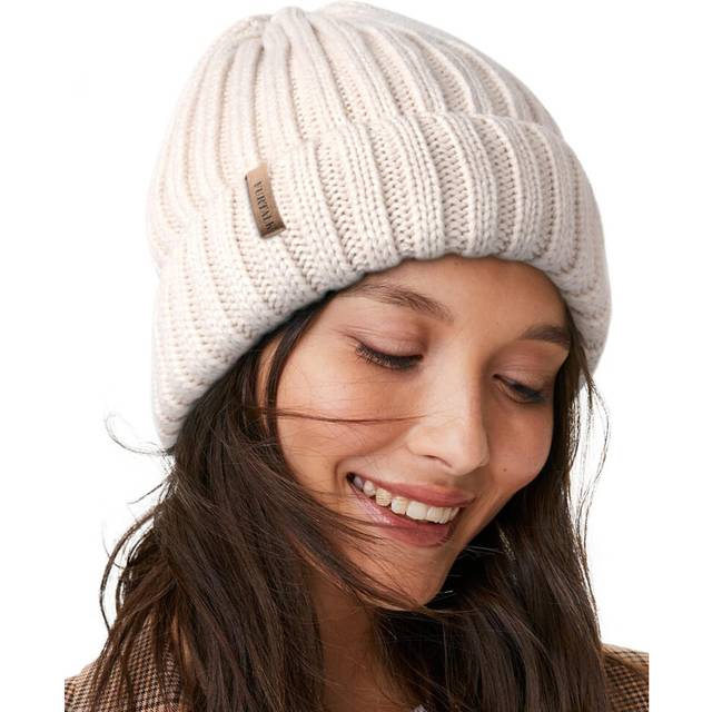 Womens Slouchy Winter Knit Beanie Hats Chunky Hat Bobble Hat Ski Cap Beige