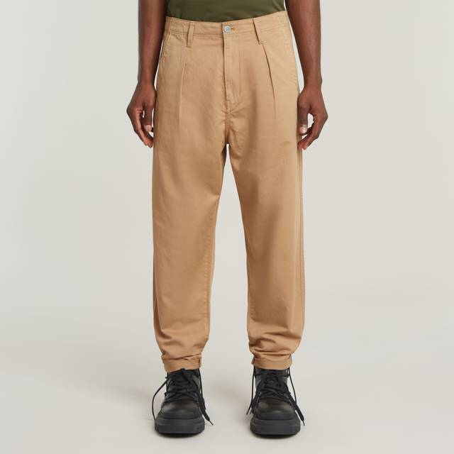 G-Star for man. D24543-D910-B666 Pleated Chino Relaxed Tapered beige trousers (34/36), Casual, Recycled Polister, Sustainable