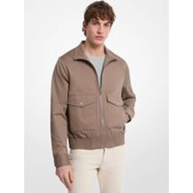 MK Harrington Stretch Cotton Bomber Jacket - Brown - Michael Kors - XL