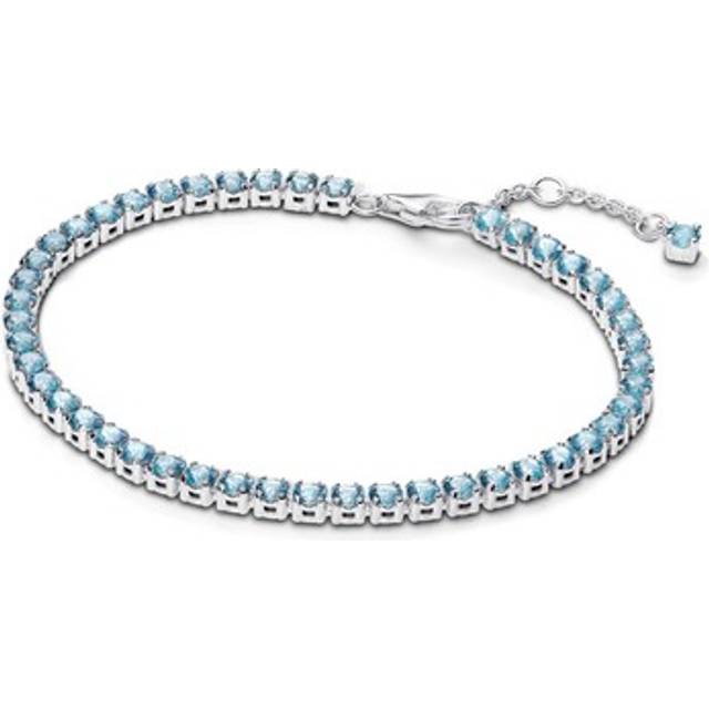 Pandora Silver Sparkling Light Blue Tennis Bracelet - 18cm