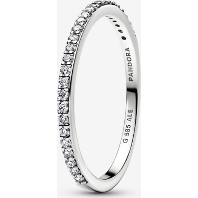 Pandora Era Lab-Grown Diamond Half Eternity Pavé Band Ring - 14k white gold / Lab-grown diamond - Sz. 52 - Clear