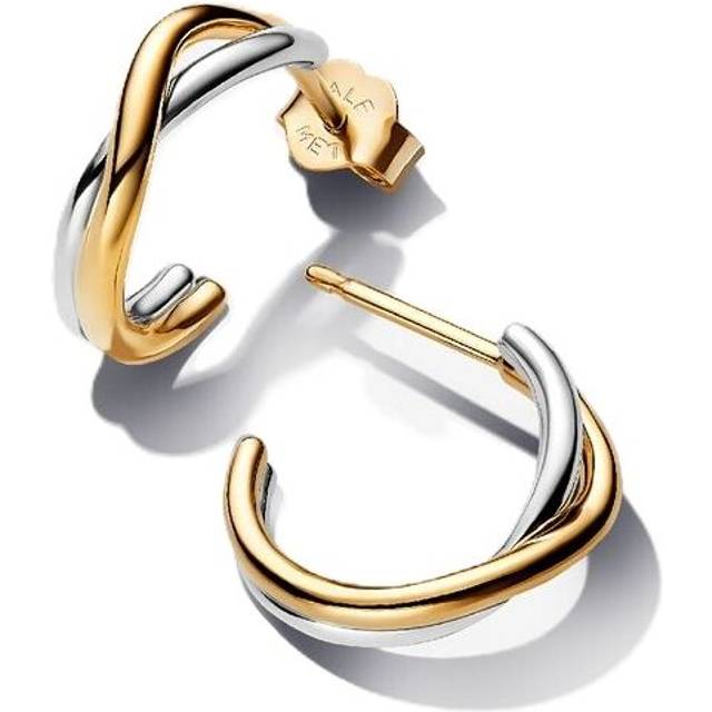 Pandora Earrings Two-Tone Organic Shaped Open Hoop Earrings 263880C00