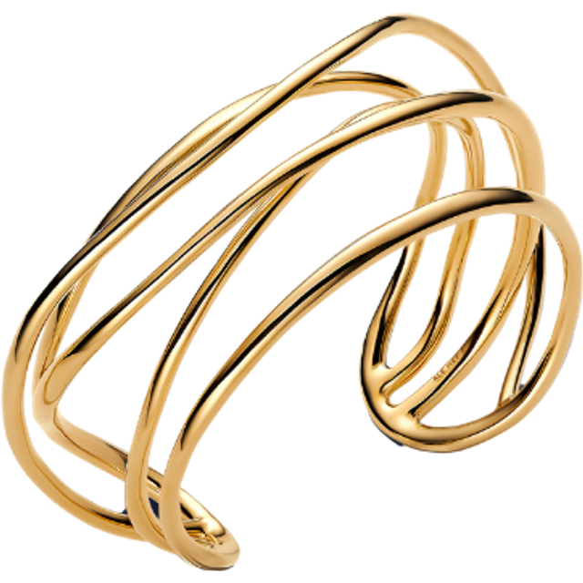 Pandora Organically Shaped Wired Open Bangle - 14k gold plating - Sz. 17,50 cm - No color