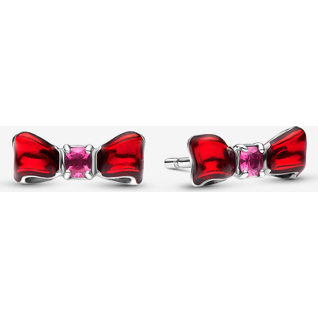 Pandora Silver Disney Snow White Bow Stud Earrings - Red