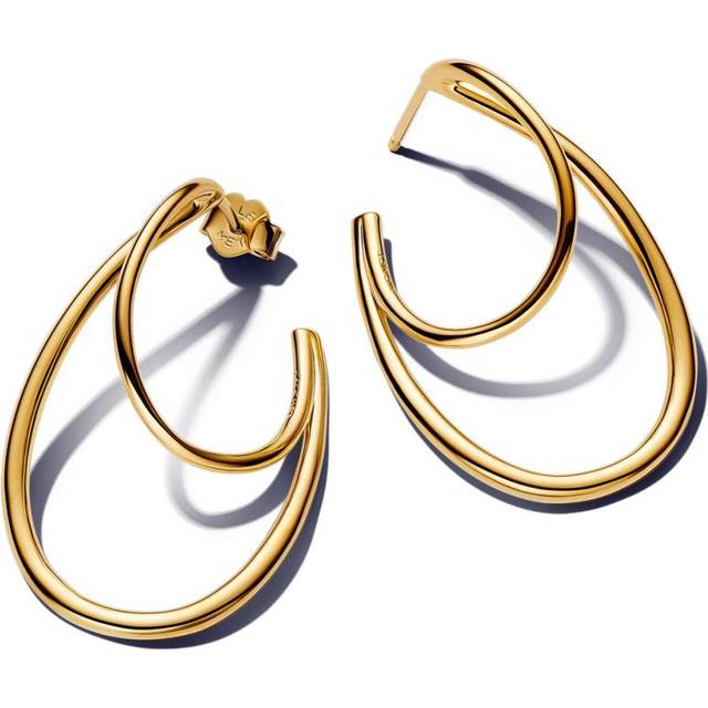 Pandora Gold Organically Shaped Double Hoop Earrings