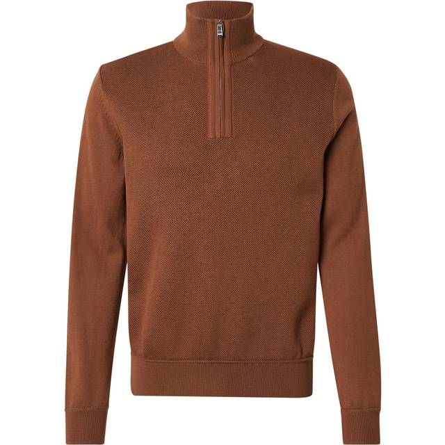 Illario Half-Zip Sweater - Medium Brown - Founded in 1924, BOSS fuses timeless styles with a fresh, modernist twist. With a heritage that is deeply ingrained with sharp tailoring and quality designs, the brand epitomises sophisticated modern luxury.