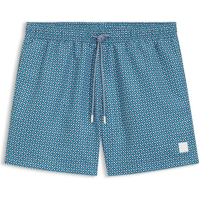 BOSS Vibe Allover Print Swim Shorts - Blue, Blue, Size L, Men