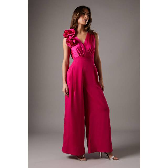 Corsage Cowl Back Jumpsuit - Pink - 12