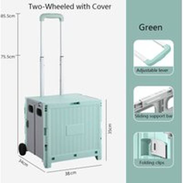 Folding Household Grocery Supermarket Shopping Cart - Green - One Size