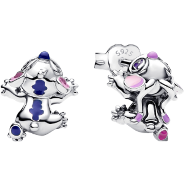 Pandora Disney Stitch & Angel Stud Earrings - Enamel / Sterling silver / Blue - one size