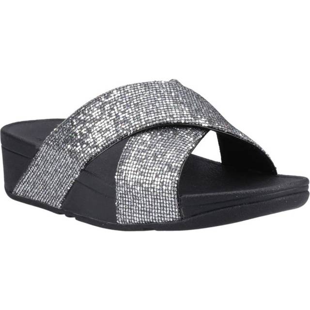 FitFlop Womens/Ladies Lulu Glitterball Cross Strap Sliders 6 UK silver