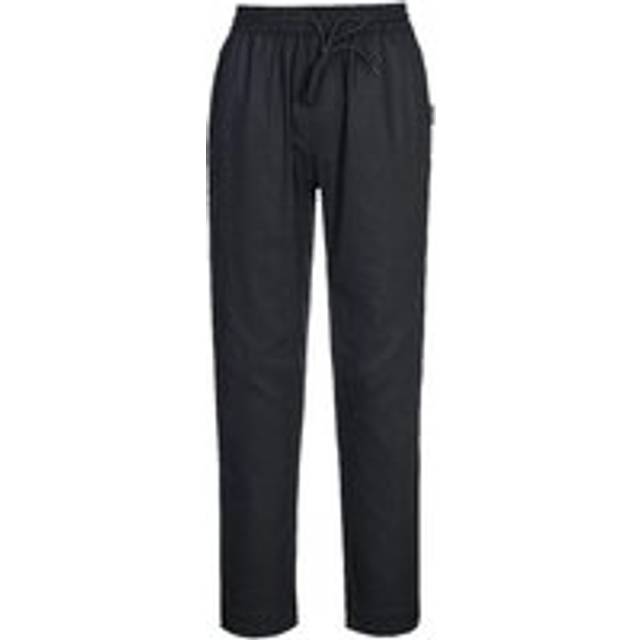 (M, Black) Portwest Unisex Adult Cotton MeshAir Chef Trousers