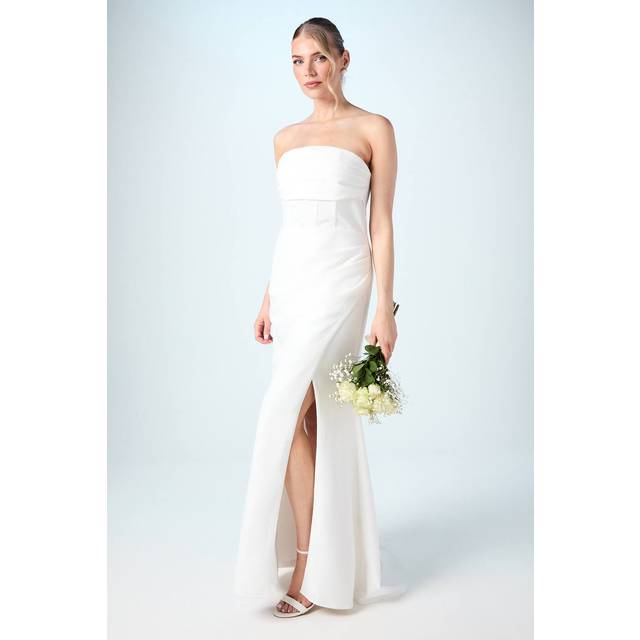 Crepe Corset Fishtail Wedding Dress With Puddle - Ivory - 8