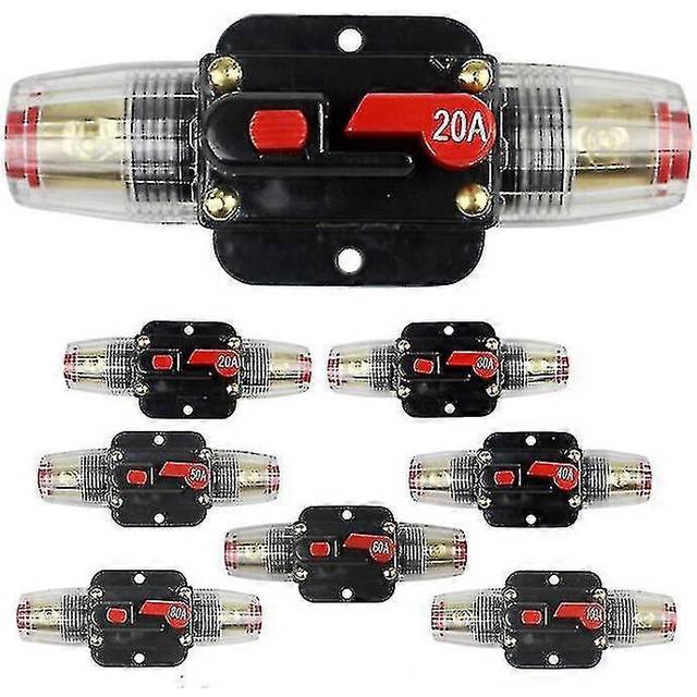 (80A, One size) Auto Circuit Breaker Reset Fuse Inverter Fuse Holder Inline Fuse Block 20-100 Amp