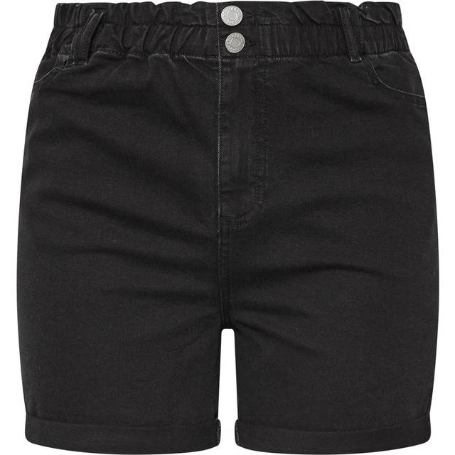 Yours Curve Black Washed Elasticated Waist Turn Up Denim Shorts, Women's Curve & Plus Size, Yours - 26
